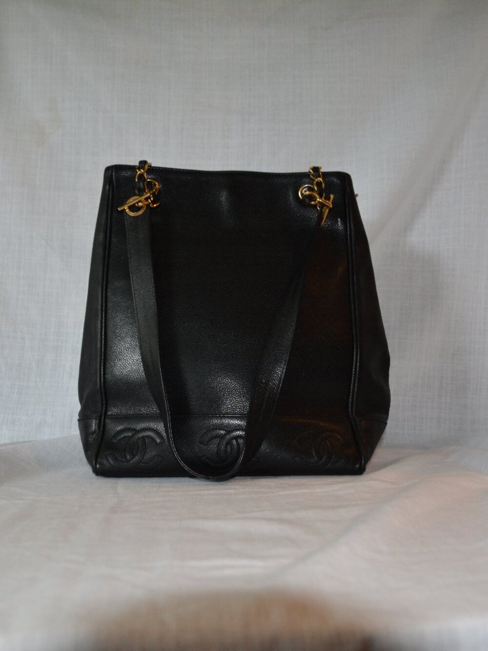 Chanel Caviar Leather Triple CC Shoulder Tote
